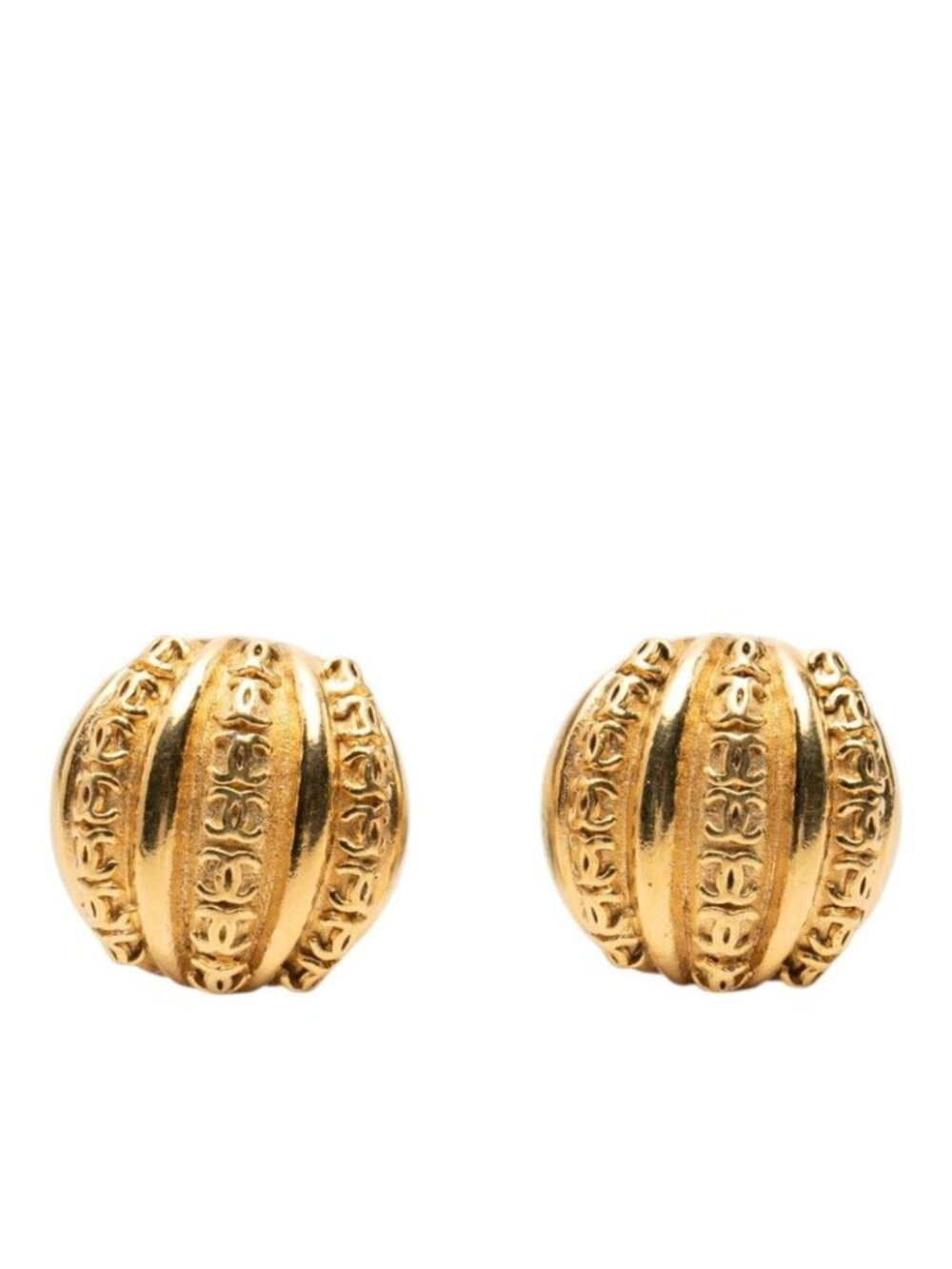 Chanel CC Logo Vintage Earrings 23 Gold Plated